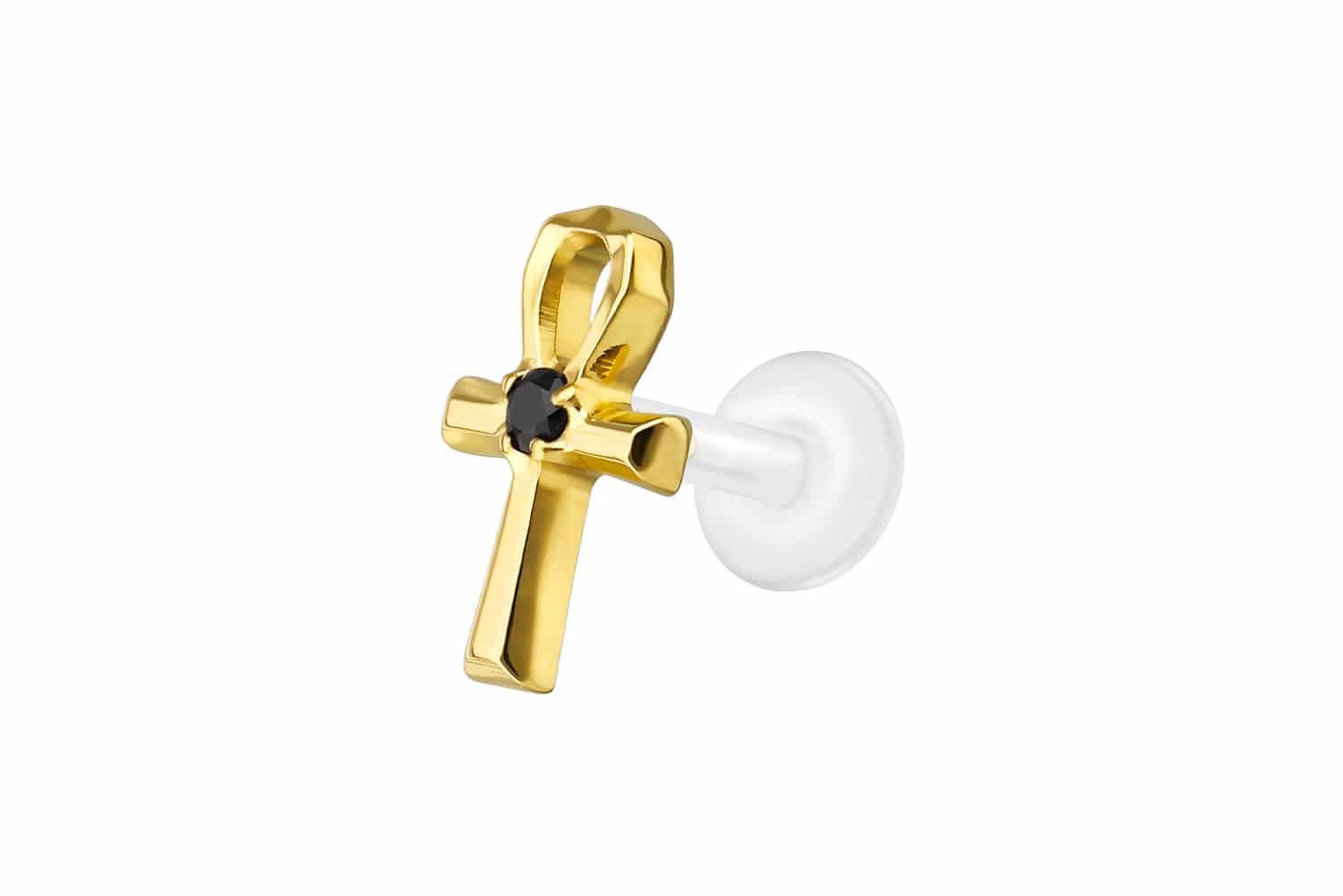 PTFE Labret Piercing mit Innengewinde + Titan-Aufsatz ANKH